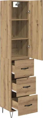 Image de Buffet haut vidaXL en chêne Artisan, 34,5 x 34 x 90 cm, bois aggloméré