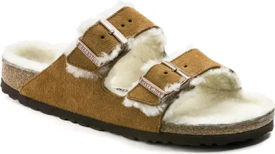 Produktbild von Birkenstock Arizona Lammfell Wildleder Nerz Schmales Fußbett - 1001135