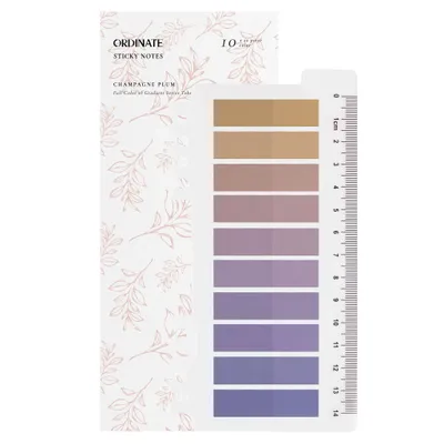 Produktbild von Ordinate-Champagne Plum 200 Stück Sticky Notes, Transparent Haftnotizen zum Markieren, Haftstreifen, Seitenmarkieren, Ästhetischer Haftnotizzettel