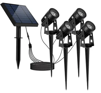 4 Solar-Spots mit 4-in-1-Panel, kaltweiß, 27 cm, für Außen