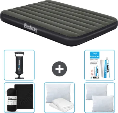 Produktbild von Bestway Luftmatratze - Französisches Bett - 137 x 191 x 25 cm - Grün - Im Lieferumfang enthalten Zubehör