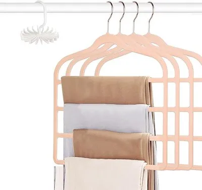 Produktbild von Famanu Hosenbügel 4er Set mit drehbarem Krawattenhalter - platzsparendes Design