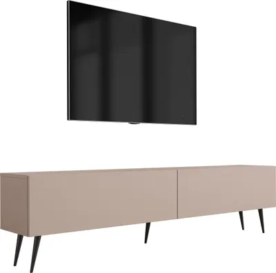 Image de Meuble TV : Marron caramel, 170 x 52 x 32 cm, pieds noirs