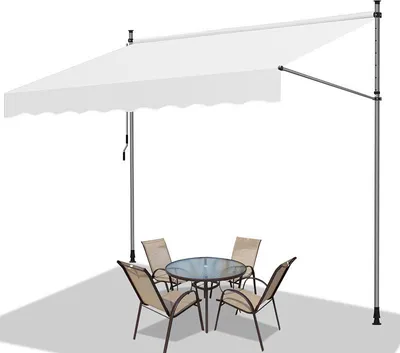 Produktbild von Izrielar Klemmmarkise mit Handkurbel, 400x120cm Balkonmarkise, UV-beständig 50+ höhenverstellbar Sonnenschutz ohne Bohren für Terrasse und Balkon Creme