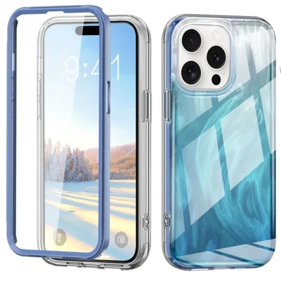 Immagine prodotto di Per Apple iPhone 15 Pro Max Design a molla Paraurti Ibrido TPU PC Custodia protettiva Copertura blu
