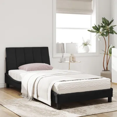 Image de vidaXL Lit avec matelas "Hanko" noir 100x200 cm velours