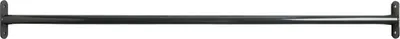 A dark grey metal pull-up bar mounted on a white background.
