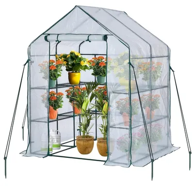 Image de Serre de jardin accessible - 10 étagères - PE - Vert - 195 x 145 x 145 cm - Serre pour jardin et balcon