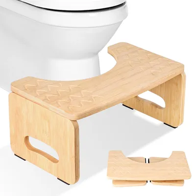Obrázok produktu pre Skladacia toaletná stolička z bambusu – ergonomická a prenosná