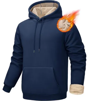 Produktbild von Kapuzenpullover Herren Gefüttert Warm Winter Sweatshirt Dunkelblau XXL
