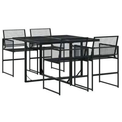 Produktbild von 5-tlg. Garten-Essgruppe Schwarz Poly Rattan