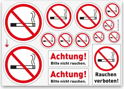 Produktbild von iSecur Rauchen verboten - Aufkleber Set mit 14 Verbotsaufkleber "Rauchen verboten" I Rauchverbot Symbole I Warnhinweis I UV-Schutz wetterfest I hin830
