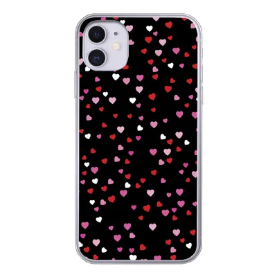 Produktbild von MuchoWow® Handyhülle Schutzhülle Hülle für iPhone 11 Eine Illustration mit Herzen auf einem schwarzen Hintergrund Silikon Softcase Handy Hülle - Handytasche