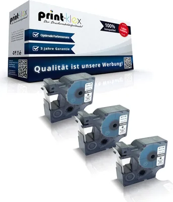 Produktbild von 3x Kompatible Schriftbänder für Dymo 45803 2000 5500 Labelmanager 300 Labelmanager 350 Labelmanager 350 D S0720830 19mmx7m Schwarz auf Weiss Drucker Etiketten - Office Plus Serie