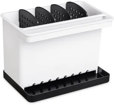 Produktbild von Famanu Spülbecken Organizer 3-in-1 - mit Abtropfschale, schwarz-weiß