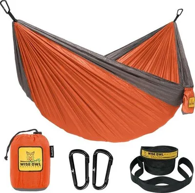 Produktbild von Hängematte – Outdoor-Hängematte für 1 Person – Ultraleichte Hängematte aus Reisstoff – Belastbarkeit bis 180 kg – Campingzubehör – Inklusive Aufhängung und Karabinerhaken