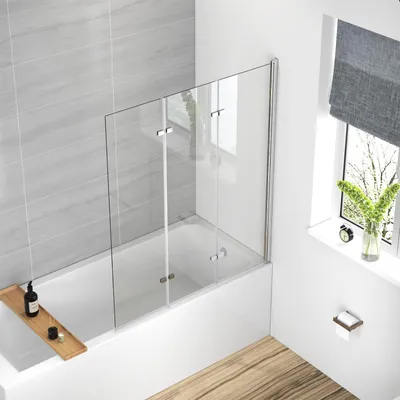 Produktbild von Heilmetz Duschabtrennung 120x140cm Duschwand für Badewanne Duschtrennwand mit 6mm Nano Easy Clean Glas