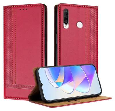Produktbild von Handyhülle für Huawei P30 Lite Leder Flip Klappbare Schutzhülle mit Standfunktion Rot