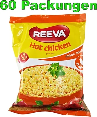 Produktbild von Reeva Instant Noodles Huhn scharf 60er Pack (60 x 60g) Instant Nudeln