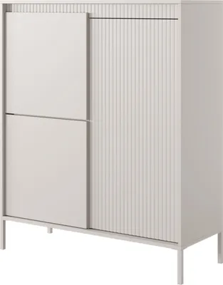 Image de Selsey Falsetto - Buffet 3 portes beige avec façade cannelée, 104 cm
