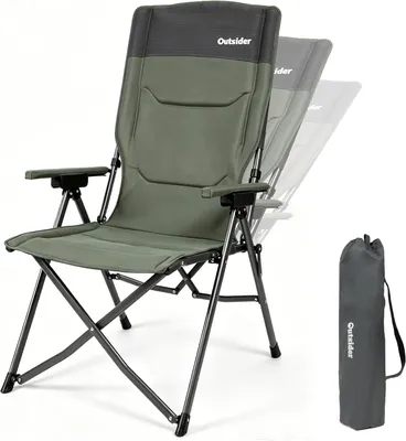 Imagen del producto de Silla de camping plegable con asiento acolchado, capacidad de carga de 180 kg, respaldo ajustable en 3 posiciones, ideal para jardín