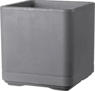 Image de DEROMA Cosmo Cube Pot de fleurs - 38 x 39 cm (H) - Gris cendré - Avec réservoir d'eau - Roulettes