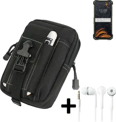 Produktbild von K-S-Trade Gürteltache + Kopfhörer kompatibel mit Doogee S86 Gürtel Tasche Holster Schutz Hülle Handy Hülle  schwarz inkl. Extrafächer