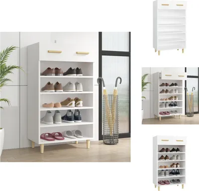 Immagine prodotto di vidaXL Scarpiera bianca 60x35x105 cm in legno - Portascarpe e armadietti