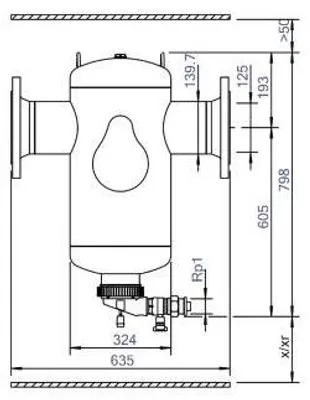 Produktbild von EDER SPIROTECH Schlammabscheider, BE125FM, SpiroTrap Magnet, DN125, Flansch PN16, 10bar, 110°C, 1 Stk.