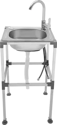 Immagine prodotto di Lavello in acciaio inox - Lavello commerciale indipendente - Vasca singola - Con rubinetto - 38×33×75 cm - Montaggio necessario