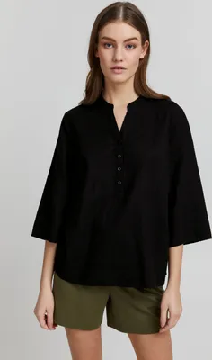 Produktbild von OXMO OXAnea Damen 3/4-Arm Bluse aus Leinenmix