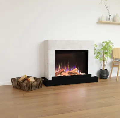 Produktbild von Glow Fire Elektrokamin 'PR4' | LED Standkamin in beton mit Heizung (1500 W) | HxBxT: 126x97x43 cmcm