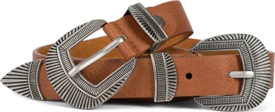 Produktbild von styleBREAKER Damen Vintage Gürtel mit doppelter verzierter Schnalle im Western Style, B-Low Belt, Taillengürtel, kürzbar 03010105