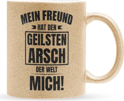 Produktbild von 22Feels Glitzertasse Gold Freundin Geschenk Jahrestag für Sie Valentinstag Frauen 1 Jahr Weihnachten Geburtstag Beziehung Paar Kaffeetasse Geschenkidee Bürotasse