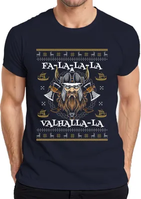 Produktbild von Fa La La La Valhalla La Wikinger - Weihnachten Weihnachtsgeschenk Christmas Herren T-Shirt, Navy, 3XL