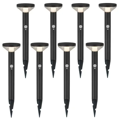 Produktbild von 8x Maclean Solar LED-Leuchte mit Sensor 3 Modi steckbar Li-ion 18650 IP44 3,7V 1200 mAh Schwarz MCE465 B