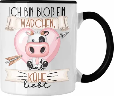 Produktbild von Trendation - Kühe Tasse Geschenk Frauen Ich Bin Bloß Ein Mädchen Das Kühe Liebt Landwirtin Geschenk Spruch Geburtstag (Schwarz)