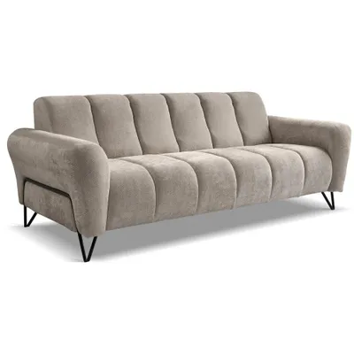 Produktbild von Sofa VOLARE - 3-Sitzer Couch - Moderner Polstersofa - Chenille Storm in Latte, dekorative schwarze Metallbeine