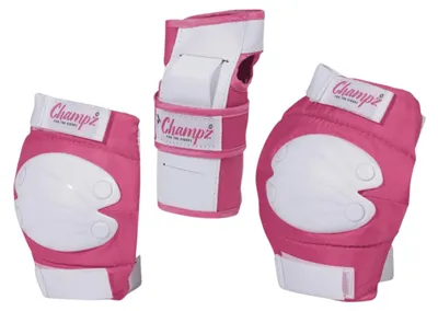 Productafbeelding van Champz Kinder Beschermset – Knie, Elleboog & Polsbeschermers – Roze/Wit - L