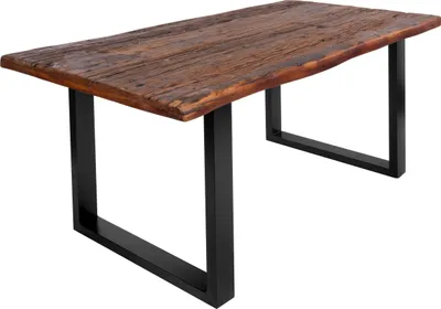 Produktbild von Baumkantentisch Rough Wood Platte 160 cm U-Gestell schwarz Ramon