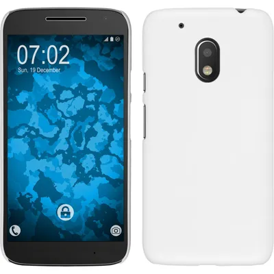Produktbild von PhoneNatic Case kompatibel mit Motorola Moto G4 Play - Hülle weiß gummiert Hard-case + 2 Schutzfolien