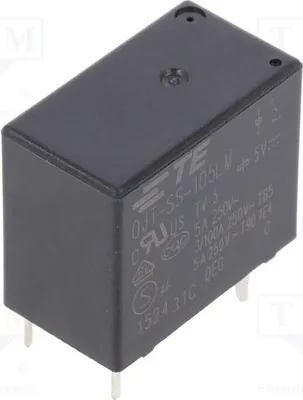 Obrázok produktu pre 1x Relé: elektromagnetické, 5A/250VAC, cievka: 5VDC, 5A, kód: 1461492-2, typ: elektromagnetické