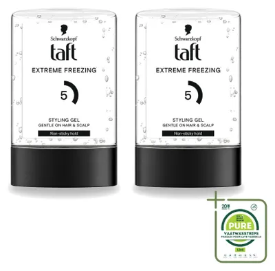 Imagen del producto de 2 unidades de gel fijador Taft Men Power Gel Extreme, fijación fuerte, 5, 300 ml, pack grande
