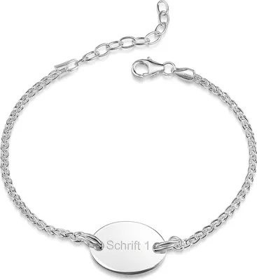 Produktbild von MATERIA by Matthias Wagner Damen Gravur Armband 925 Silber mit ovaler Gravurplatte 16,5-19,5cm verstellbar SA-155-Silber