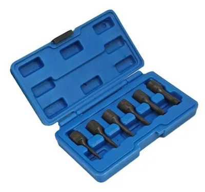 Immagine prodotto di Set di estrattori per viti svitate, rotte e danneggiate - con attacco 3/8", argento - kit di rimozione con punte per trapano, estrattori, 2-10 mm