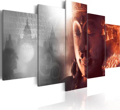 Produktbild von Modernes Wandbild h-A-0054-b-o (100x50) - 5 Teilig Bilder Fotografie auf Vlies Leinwand Foto Bild Dekoration Wand Bilder Kunstdruck BUDDHA ZEN