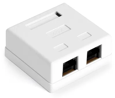 Zdjęcie produktu dla Gniazdo sieciowe natynkowe - 2 porty RJ45 - CAT6a - Białe