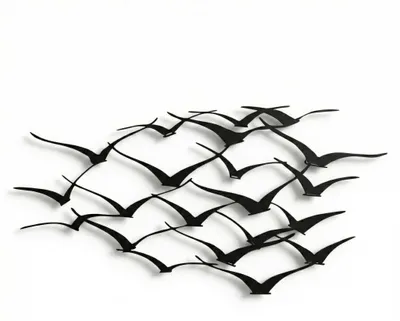 Metall-Wandkunst Kraniche, 3D-Silhouette, 46x23 cm, schwarz