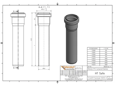 Produktbild von HTsafe Rohr mit Muffe DN 40 2000 mm