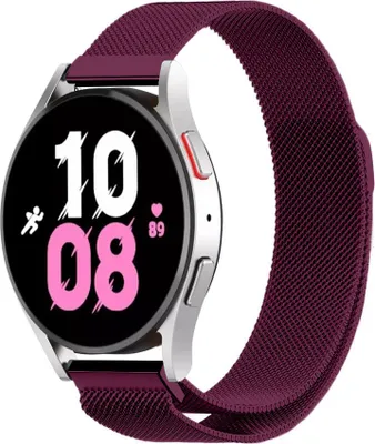 Produktbild von Strap-it Milanese Armband - Kompatibel mit Samsung Galaxy Watch 5 Armband 44mm Edelstahl Armband mit Magnetverschluss - Ersatzarmband - Hochwertiges Material - für Samsung Galaxy Armband Lila